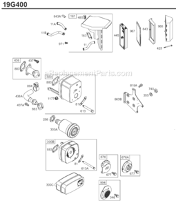 Page C Diagram and Parts List for 19G400 0068-1196 Briggs and Stratton Engine